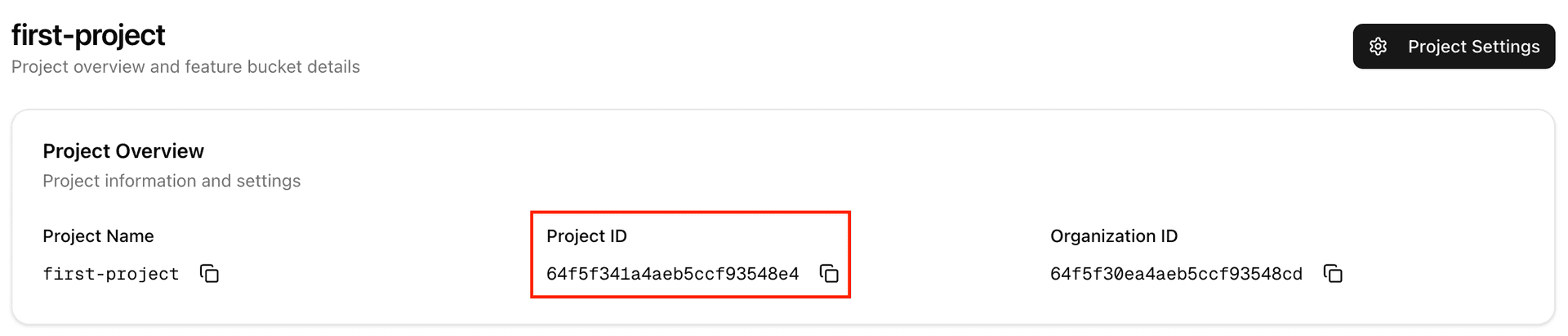 React Native Stallion dashboard showing project ID location for CodePush migration